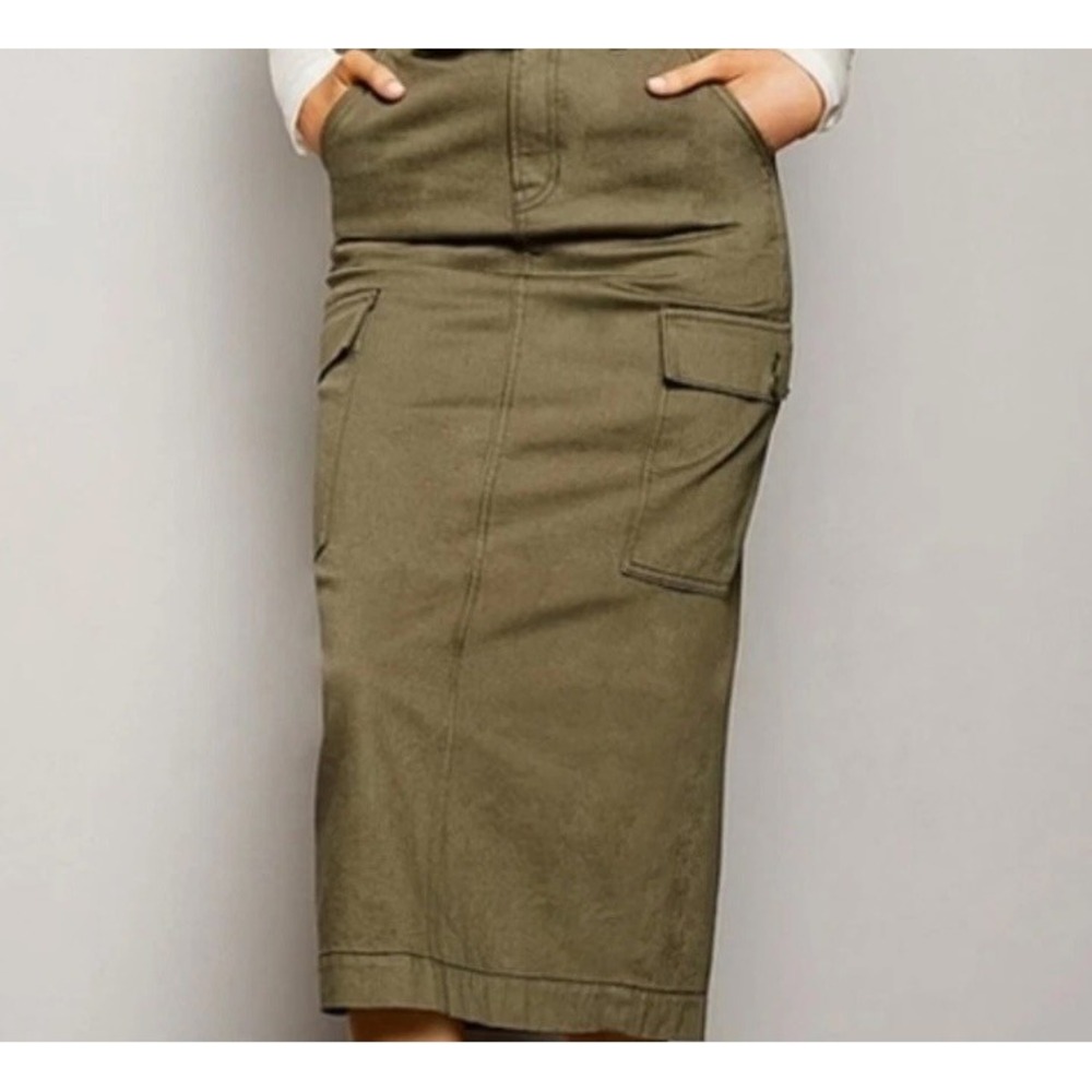 GIANNI BINI Olive Green Cargo Midi Skirt with Belt Women's Size 25